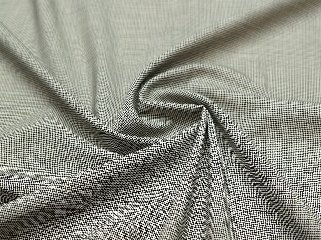 Двухсторонняя костюмная ткань в мелкую гусиную лапку, черно-белый цветизображение