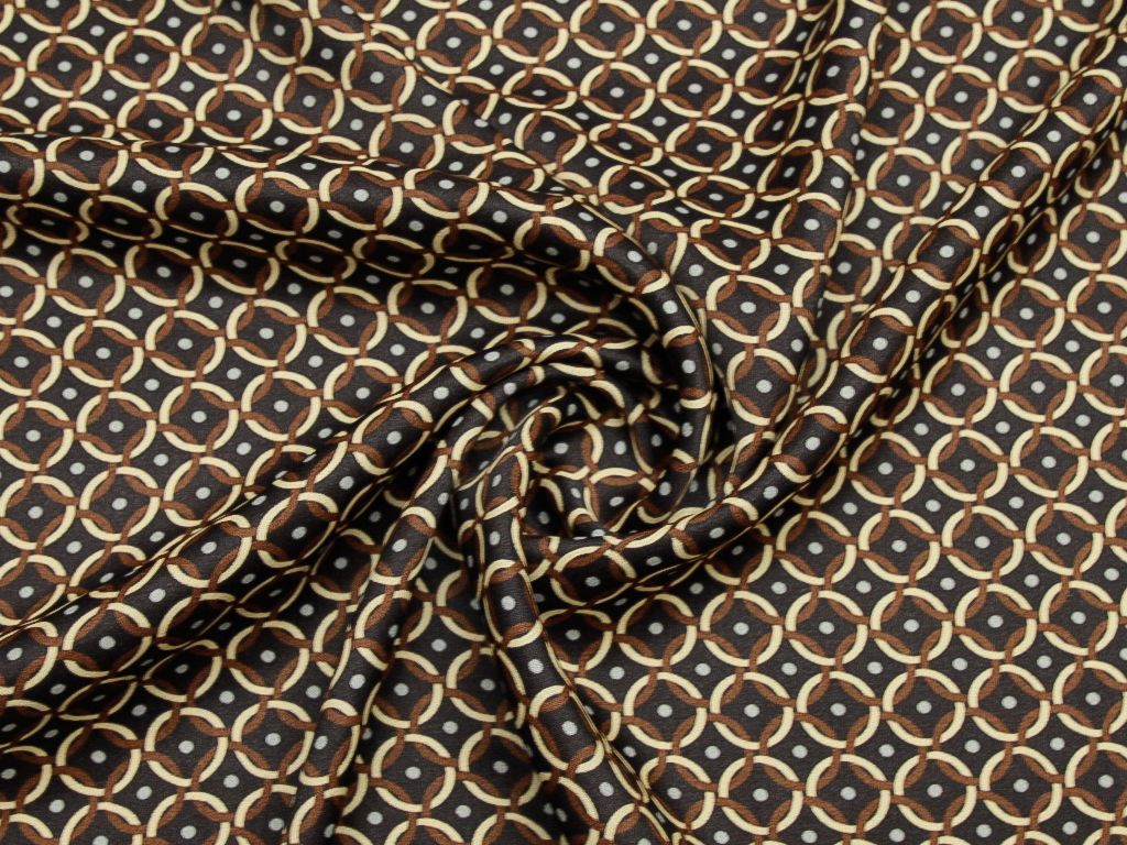 Плательная ткань Emaar, в коричнево-бежевых тонах с мелкими кружочкамиизображение