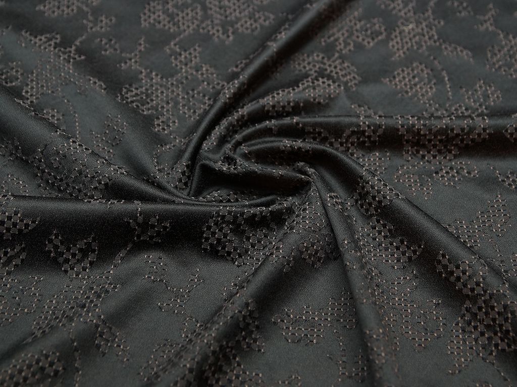Ткань жаккард серого коричневого цвета с переплетениемизображение