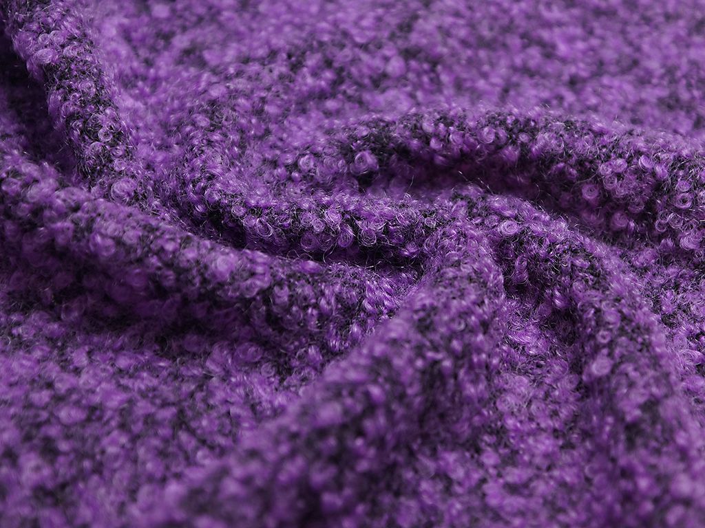Буклированная двухсторонняя пальтовая ткань, фиолетовый меланжизображение