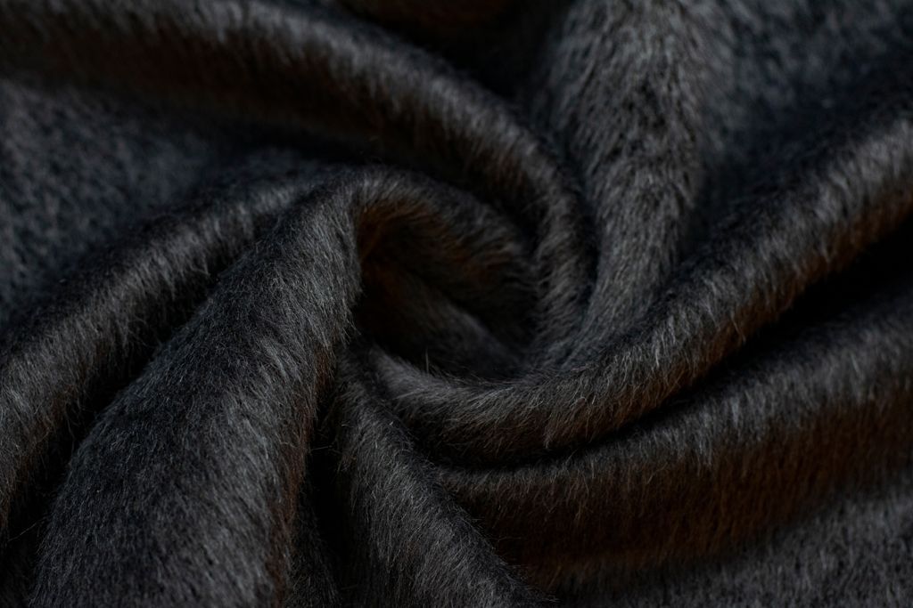 Двухслойная пальтовая ткань со средним ворсом, черного цветаизображение