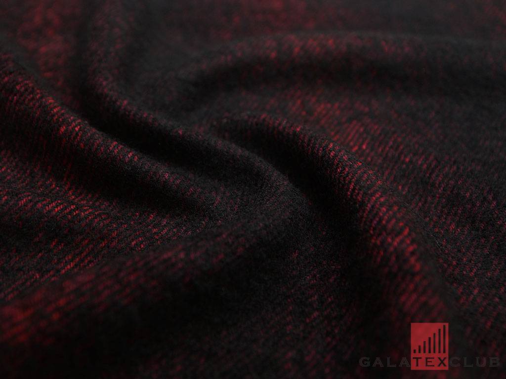 Приобрести Шерстяная двухсторонняя пальтовая ткань красно-черного и черно-серого цветов