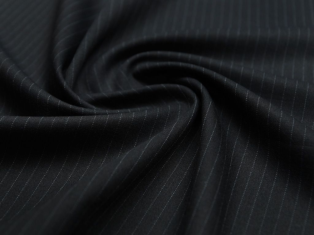 Классическая костюмная ткань в тонкую полоску, цвет темный графитизображение