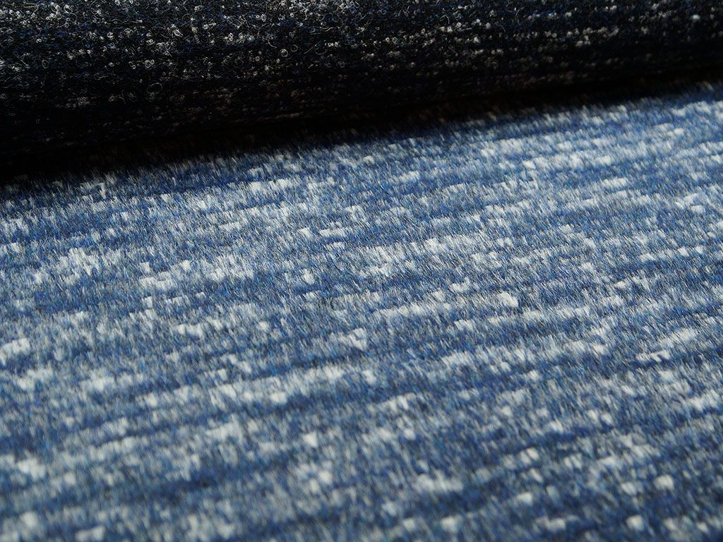 Приобрести Пальтовая меланжевая ткань со средним ворсом бело-синего цвета