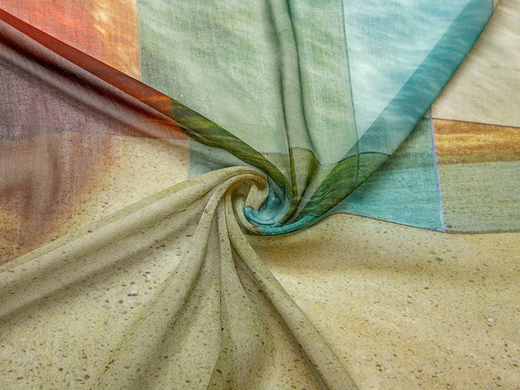 Блузочная ткань с абстрактным рисунком, купон 135 см, мультиколоризображение