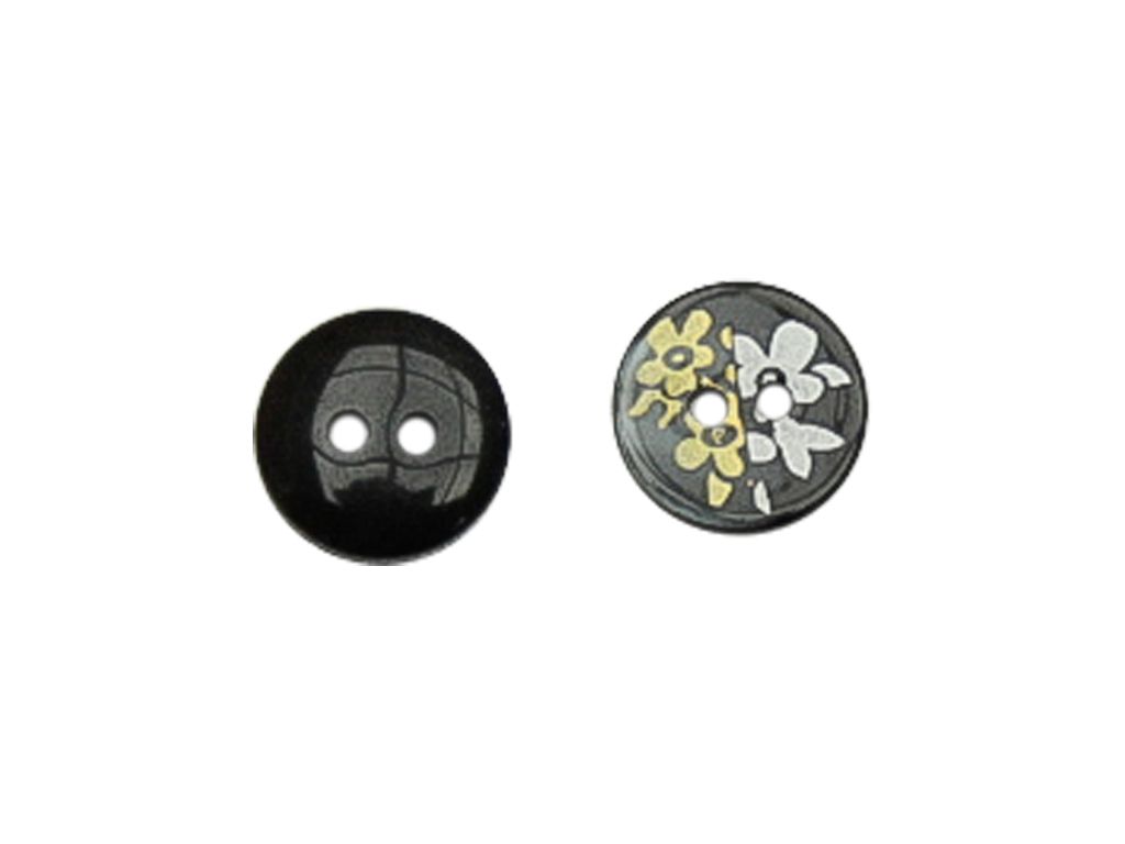 Пуговица блузочная, пластик, 2 прокола, серебро/золото/чёрный, диаметр 13 ммизображение