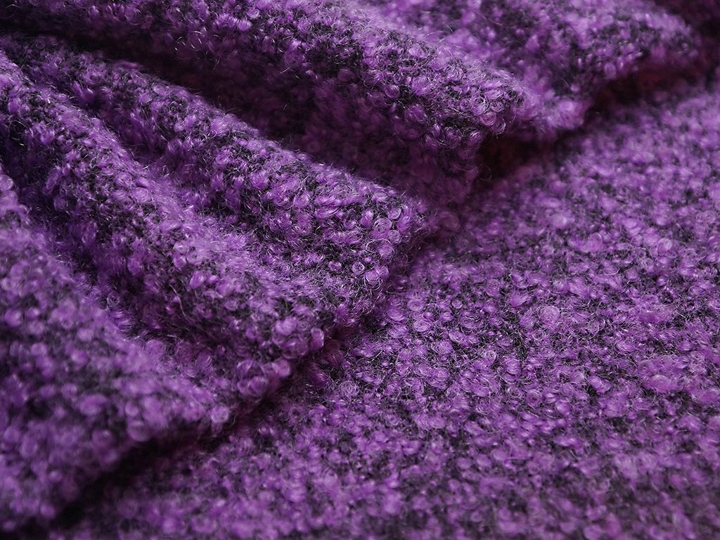 Приобрести Буклированная двухсторонняя пальтовая ткань, фиолетовый меланж