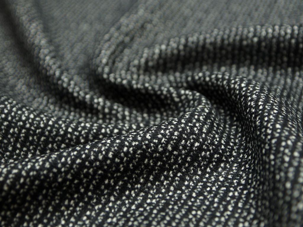 Приобрести Двухсторонняя пальтовая ткань черно-белого цвета с меланжевым эффектом