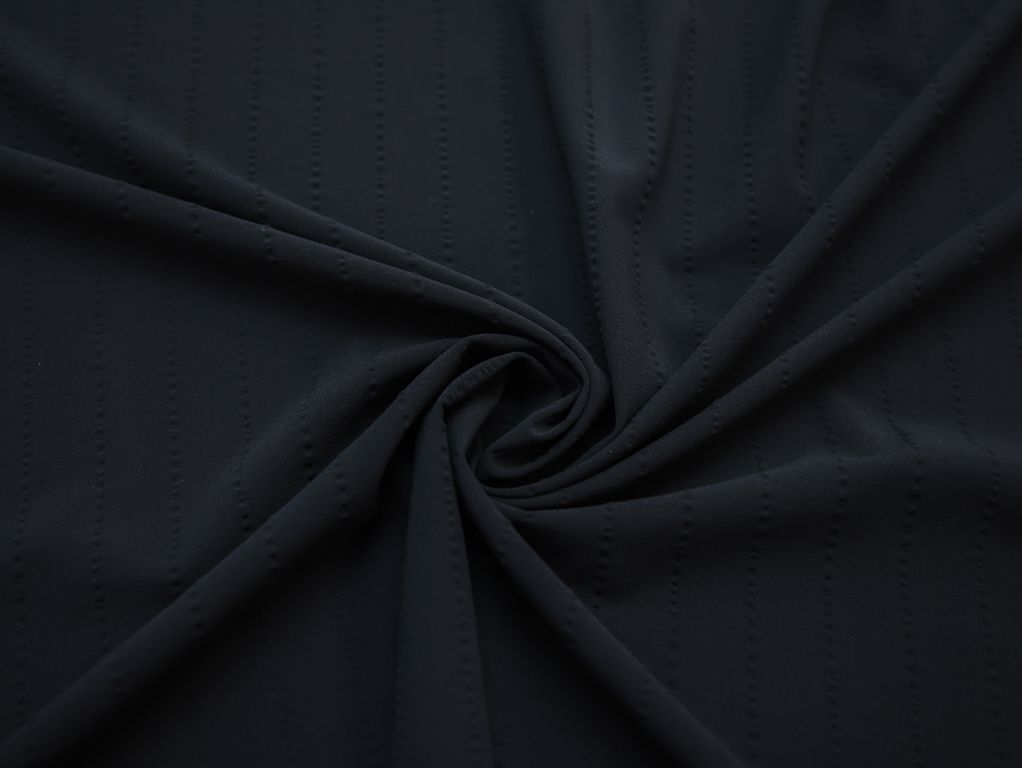 Шерстяная костюмная ткань с фактурными полосками, цвет черныйизображение