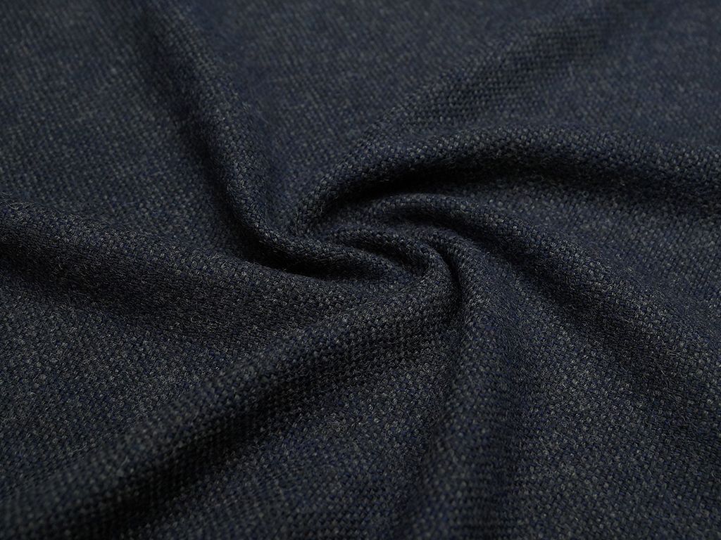 Двухсторонняя пальтовая ткань с фактурой рогожка, цвет черный-серыйизображение