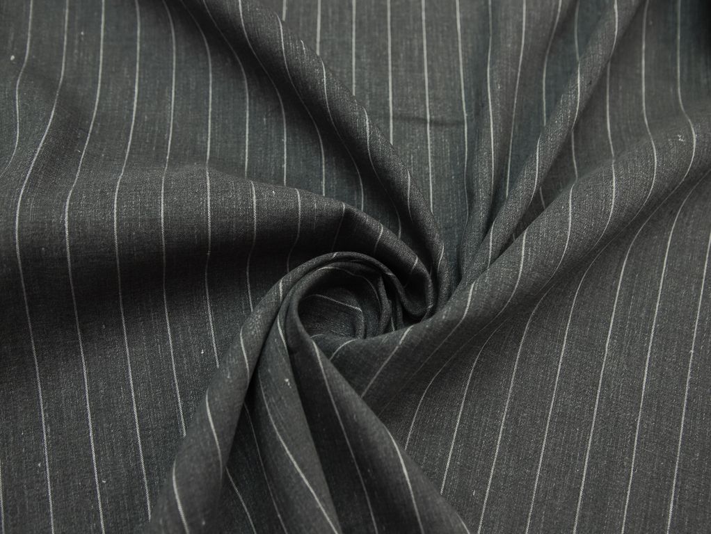 Шерстяная костюмная ткань в широкую полоску, цвет серо-белыйизображение
