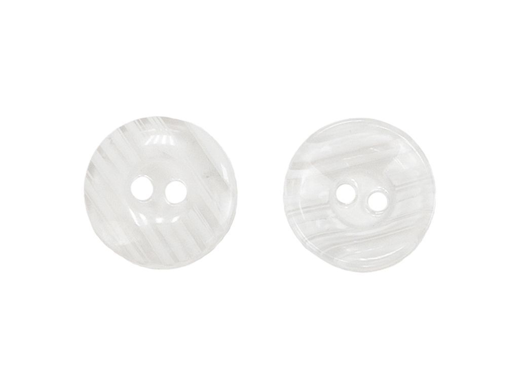 Пуговица пластиковая на пришив, 2 прокола, прозрачная с молочными штрихами, диаметр 15ммизображение