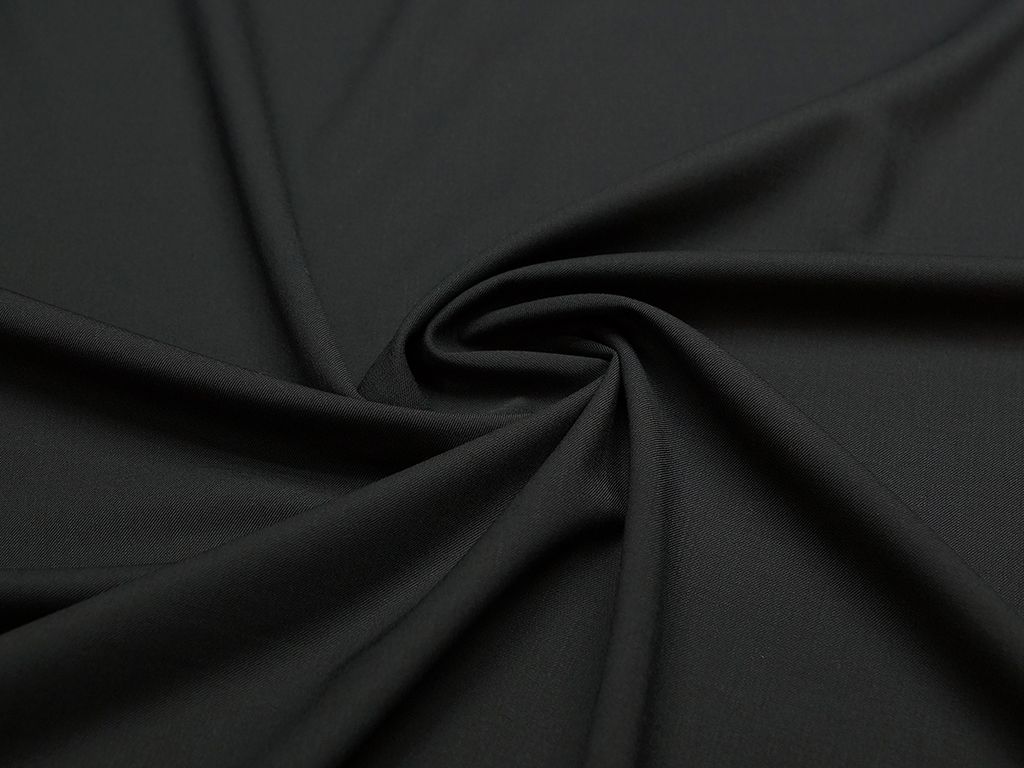 Приобрести Двухсторонняя костюмная ткань в диагональный рубчик, цвет черный
