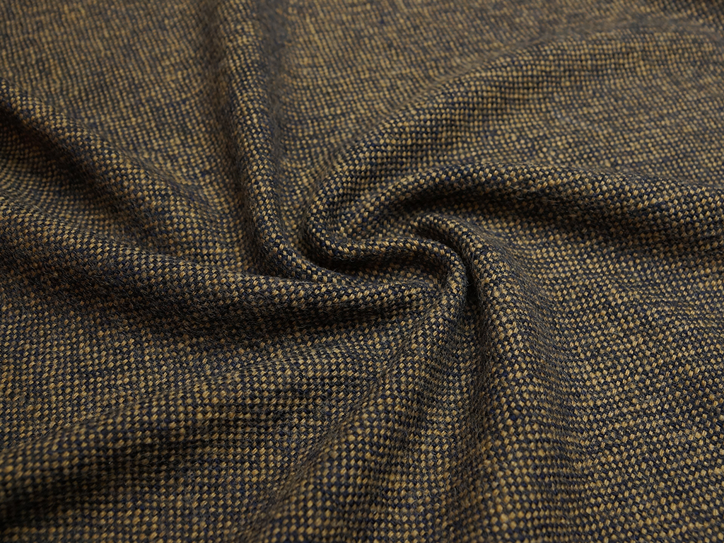 Двухсторонняя пальтовая ткань крупного плетения, черно-коричневый цветизображение