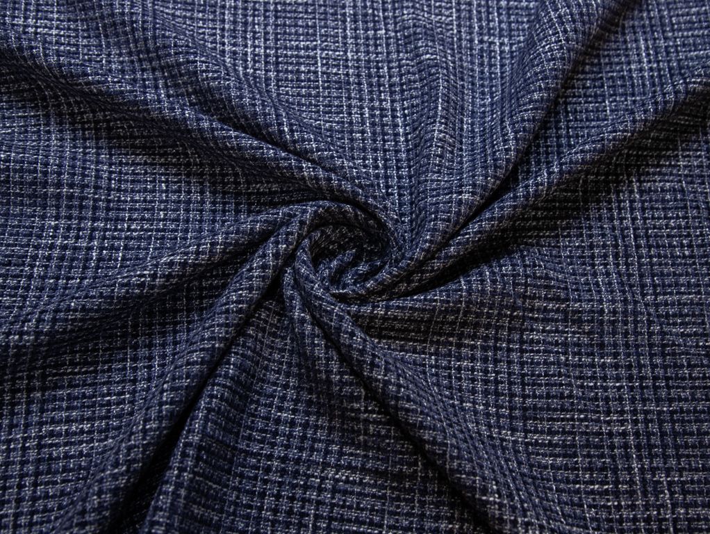 Костюмная ткань твид, цвет синийизображение