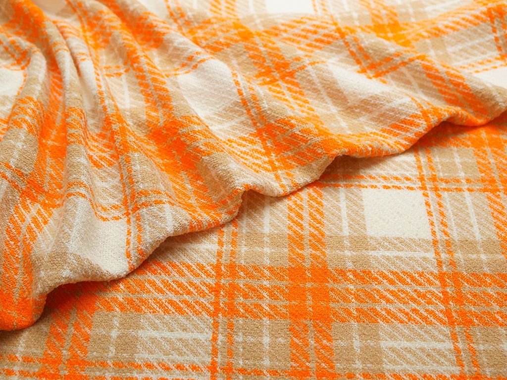Приобрести Двухсторонняя костюмная ткань букле, цвет оранжево-бежевый