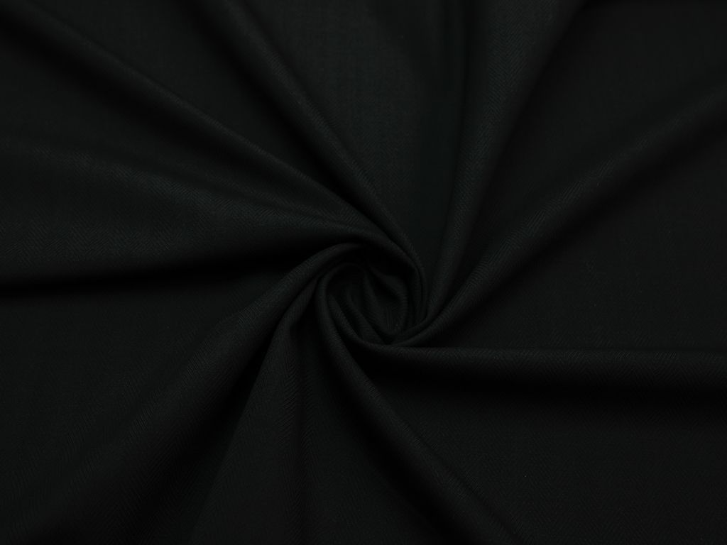 Двухсторонняя костюмная ткань в широкую елочку, цвет черныйизображение