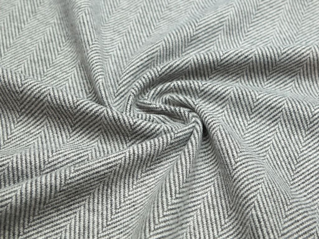 Пальтовая ткань в елочку, бело-серый цвет изображение
