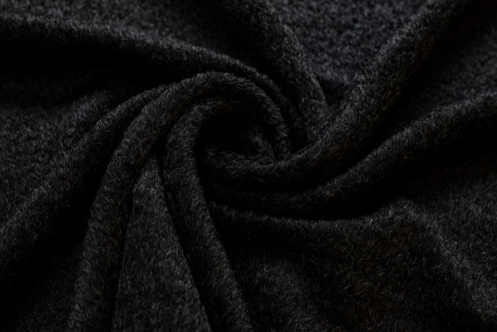 Пальтовая ткань с коротким ворсом, цвет черный с сединойизображение