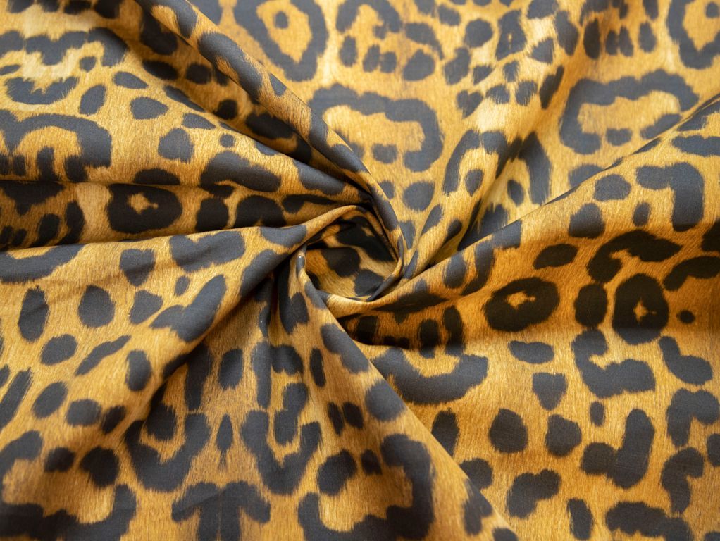 Хлопок рубашечно-плательный с  рисунком "Леопард", в коричневых тонахизображение