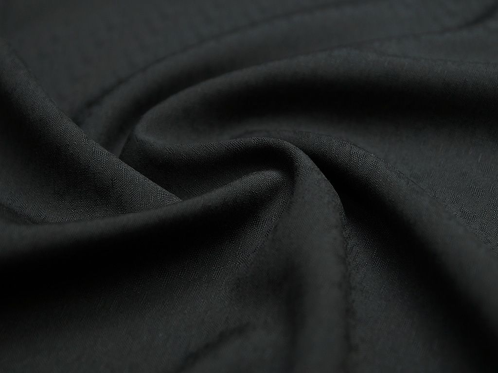 Приобрести Костюмная ткань с текстурным плетением черного цвета (150 гр/м2)