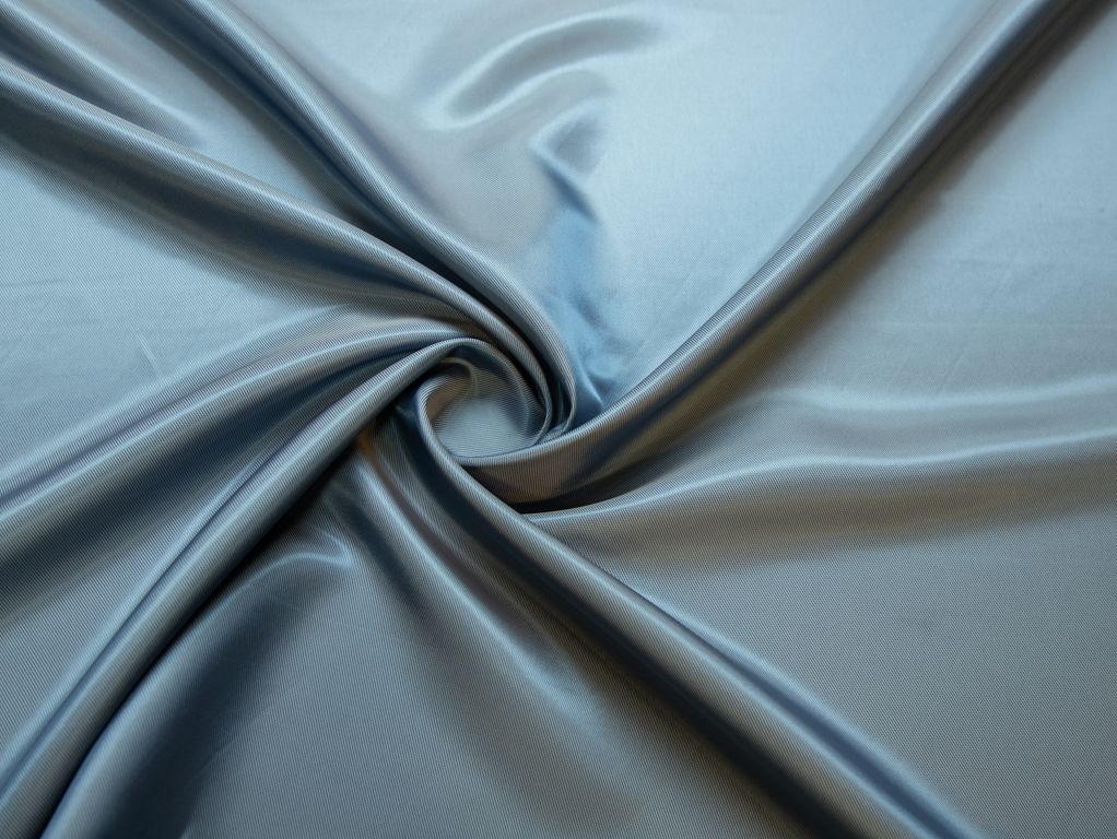 Ткань подкладочная в диагональную полоску стального синего цветаизображение