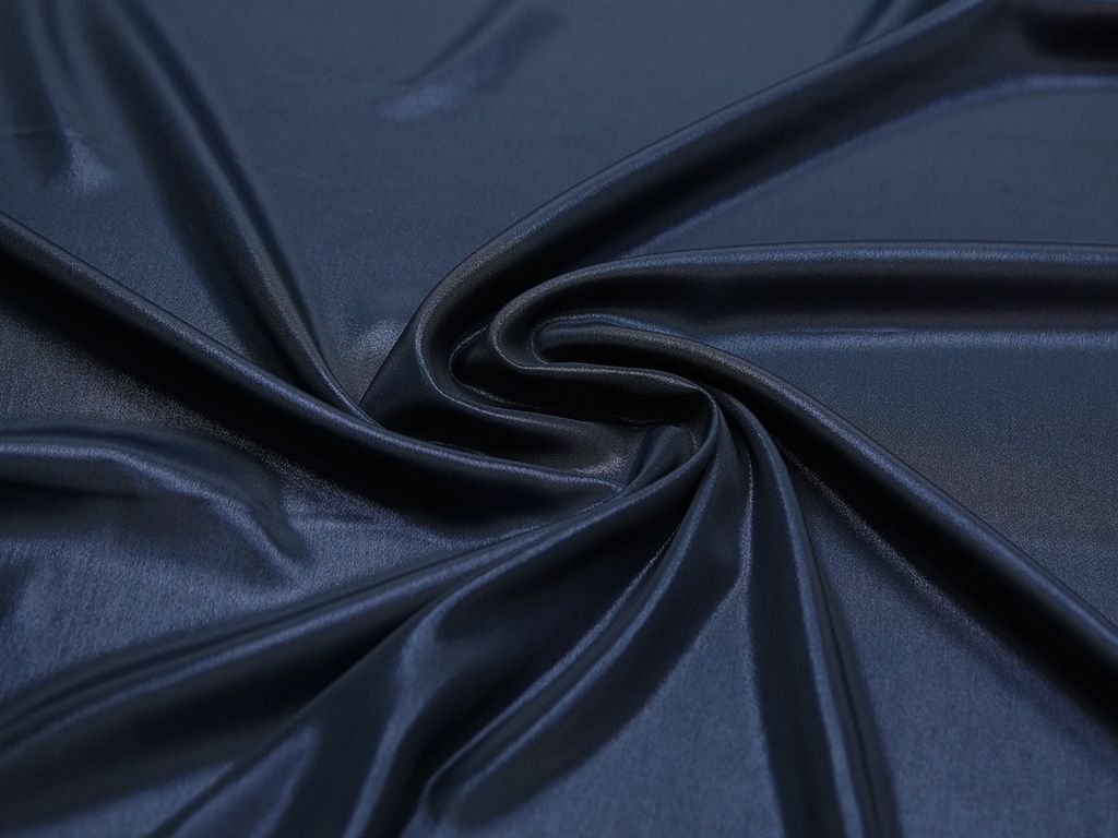 Блузочная ткань с атласным эффектом синего цветаизображение