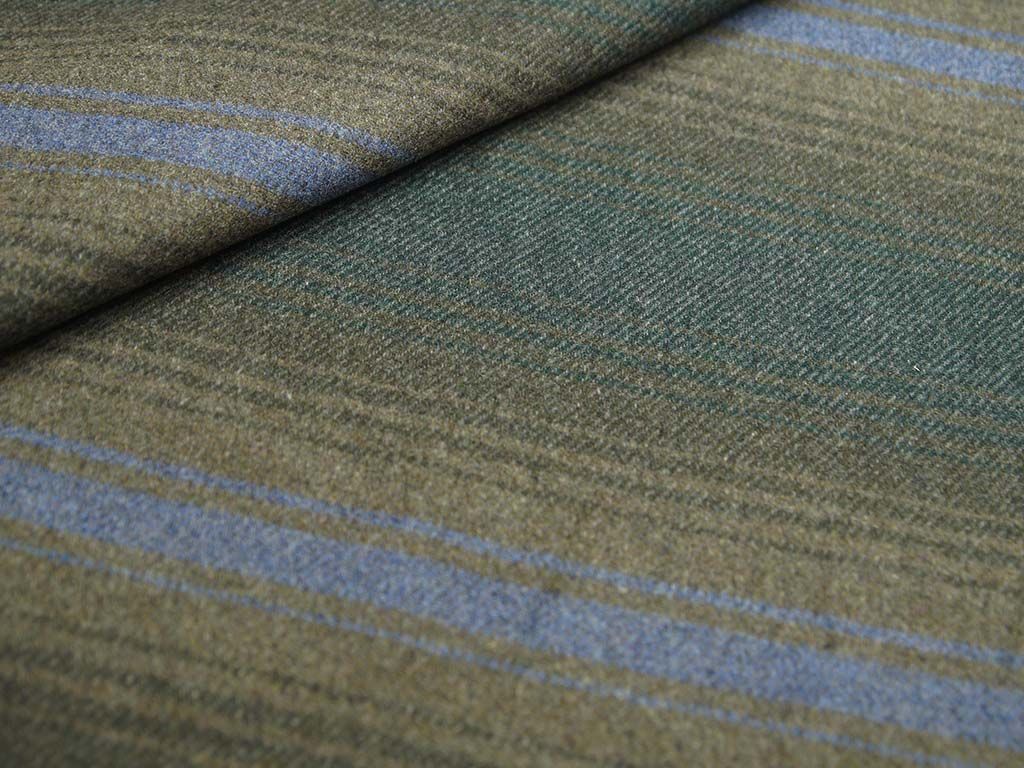 Приобрести Двухсторонняя пальтовая ткань, на серо-зеленом фоне цветные полосы