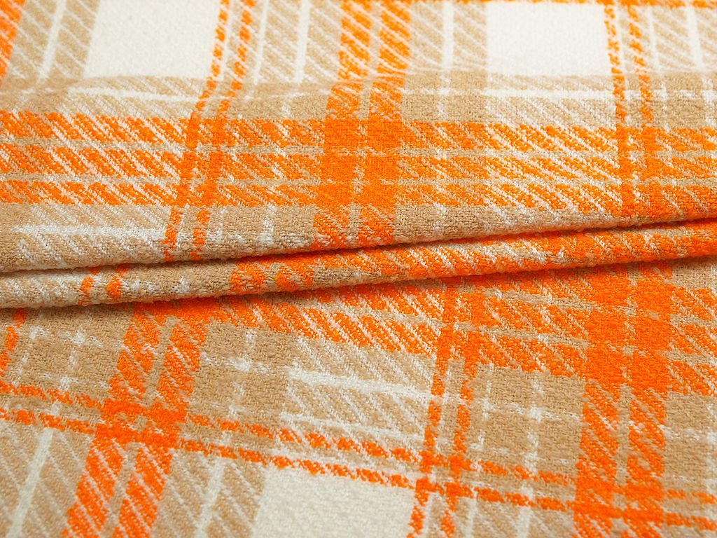 Приобрести Двухсторонняя костюмная ткань букле, цвет оранжево-бежевый