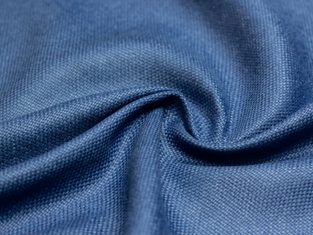 Двухстороння костюмная ткань крупного плетения, цвет синийизображение