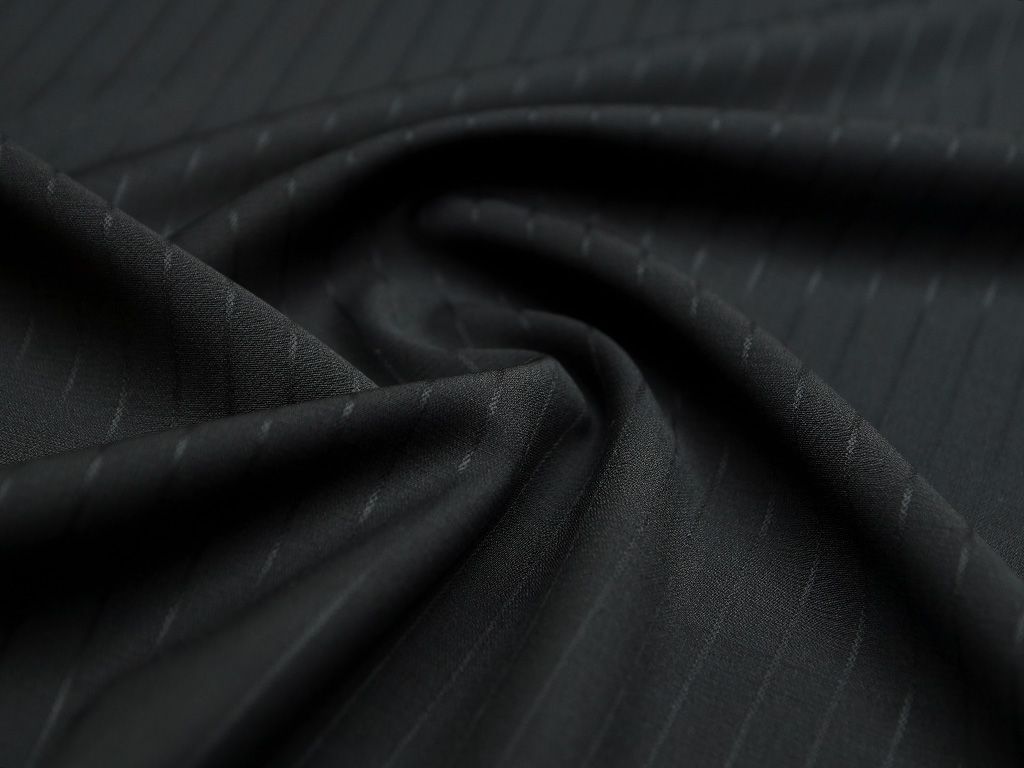 Приобрести Черная костюмная ткань в полоску