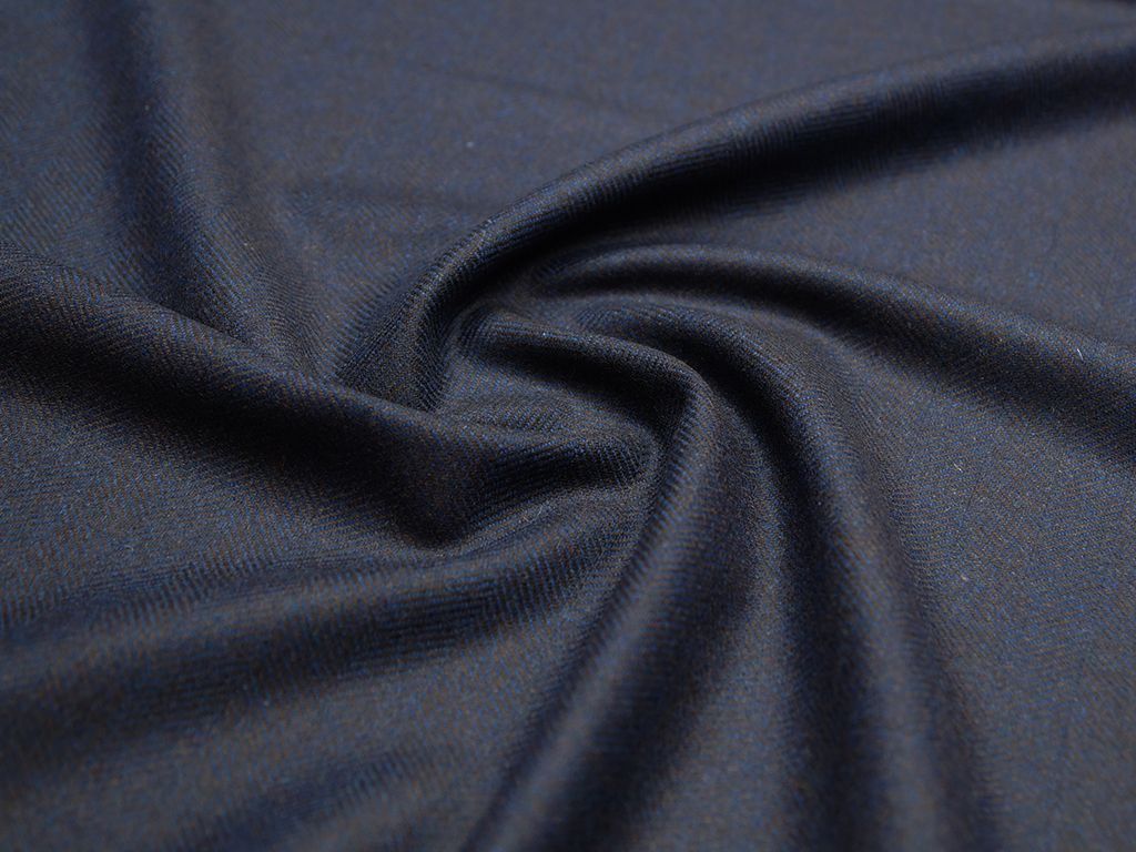 Костюмная ткань сине-коричневого цвета в елочкуизображение