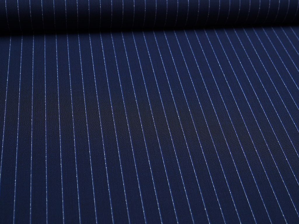 Приобрести Двухсторонняя костюмная ткань в тонкую полоску, сине-белый цвет