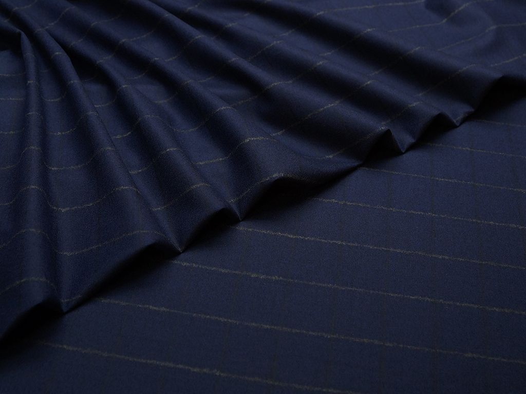 Приобрести Двухсторонняя костюмная ткань в полоску, сине-серый цвет