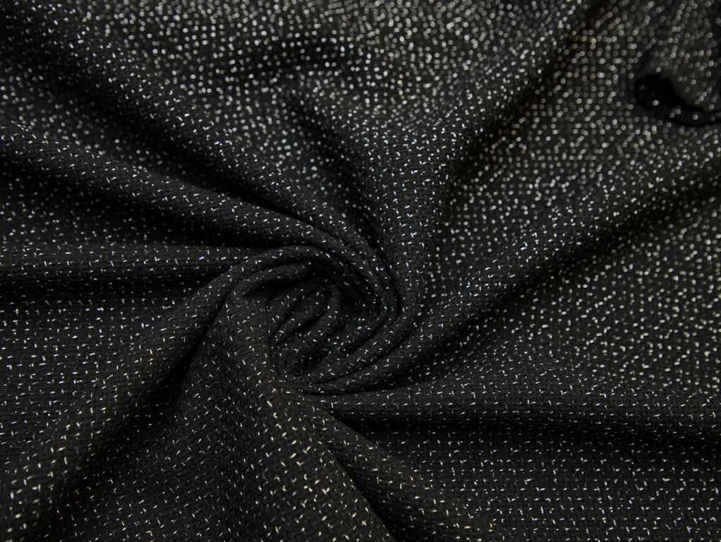 Костюмная ткань твид с серебряным люрексом, цвет черныйизображение