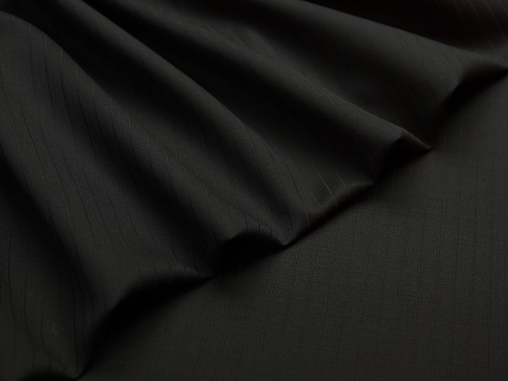 Приобрести Классическая костюмная ткань кофейного цвета в тонкую полоску (182 гр/м2)