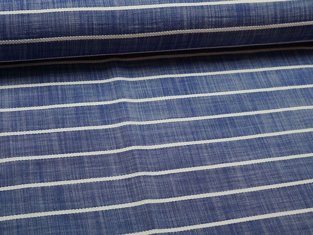 Приобрести Плательная ткань меланжевого синего цвета с фактурными полосами   (139г/м2)