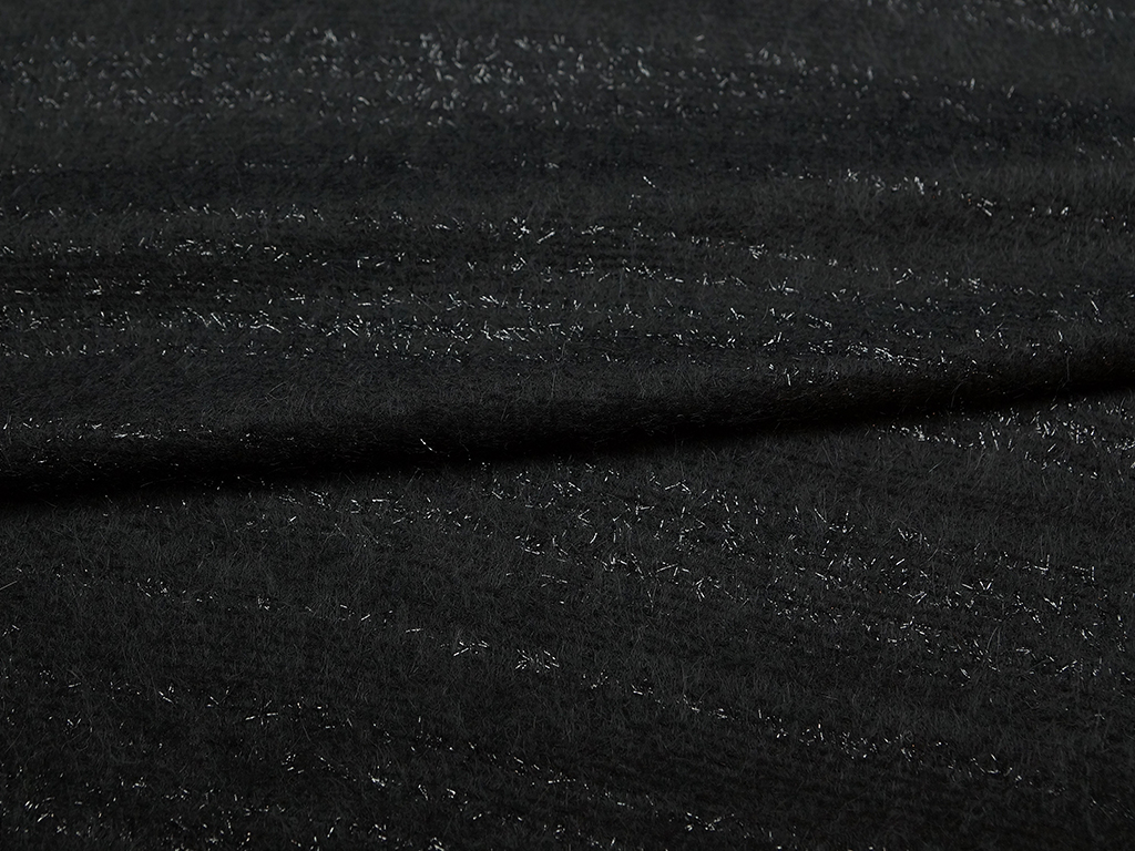 Приобрести Костюмная ткань со средним ворсом, черный цвет с люрексом