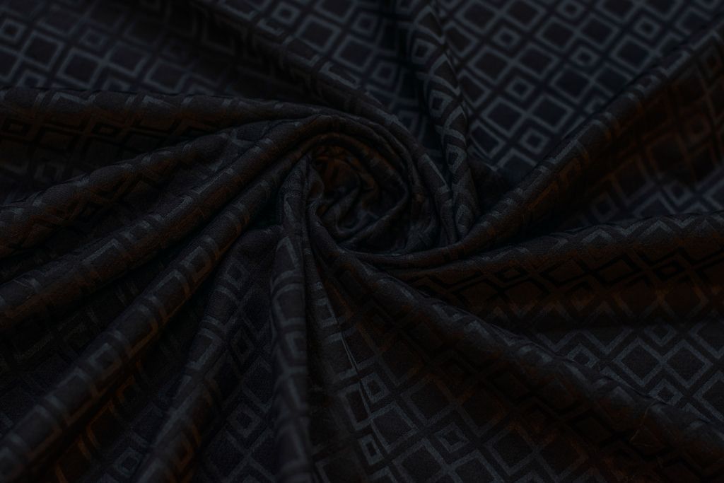 Жаккардовая ткань с рисунком "Ромбы", цвет черныйизображение
