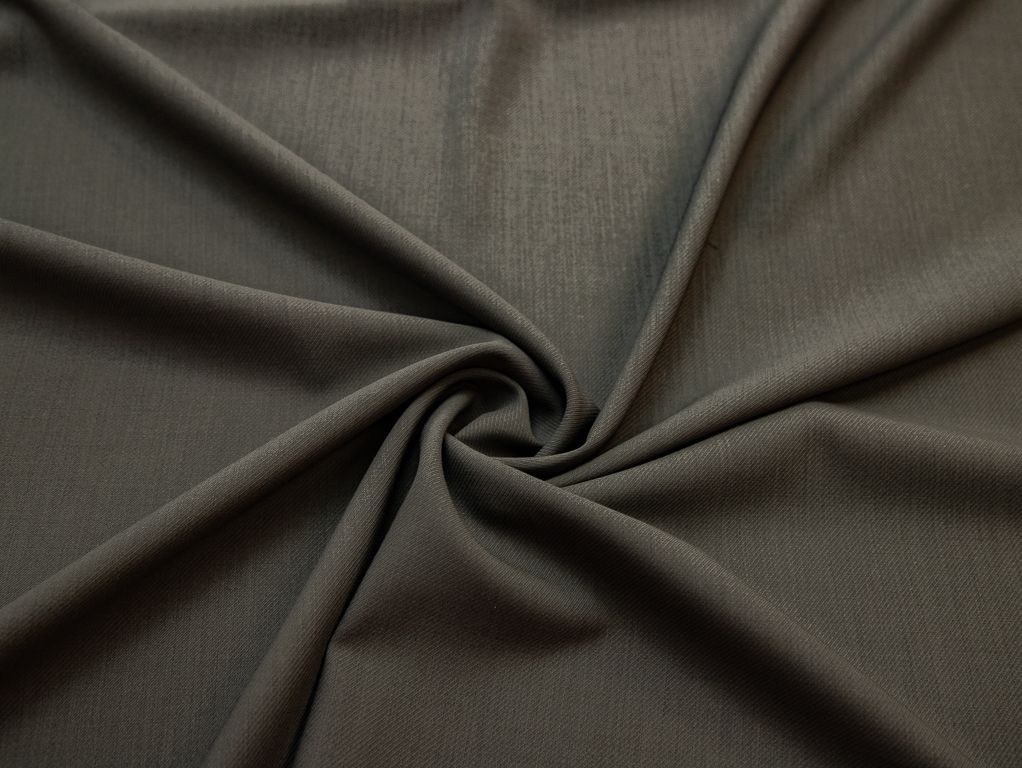 Шерстяная костюмная ткань в диагональную полоску, цвет серо-коричневыйизображение