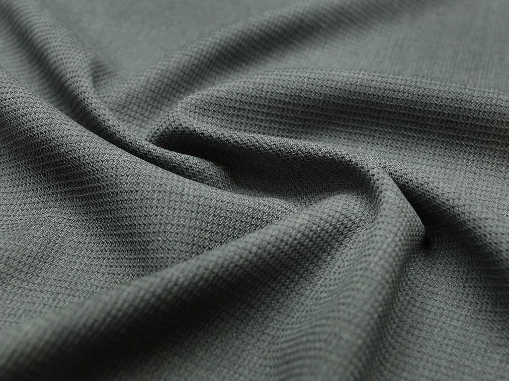 Прекрасная 2х сторонняя костюмная ткань с рельефной "вафельной" поверхностью, цвет кварцевый серыйизображение
