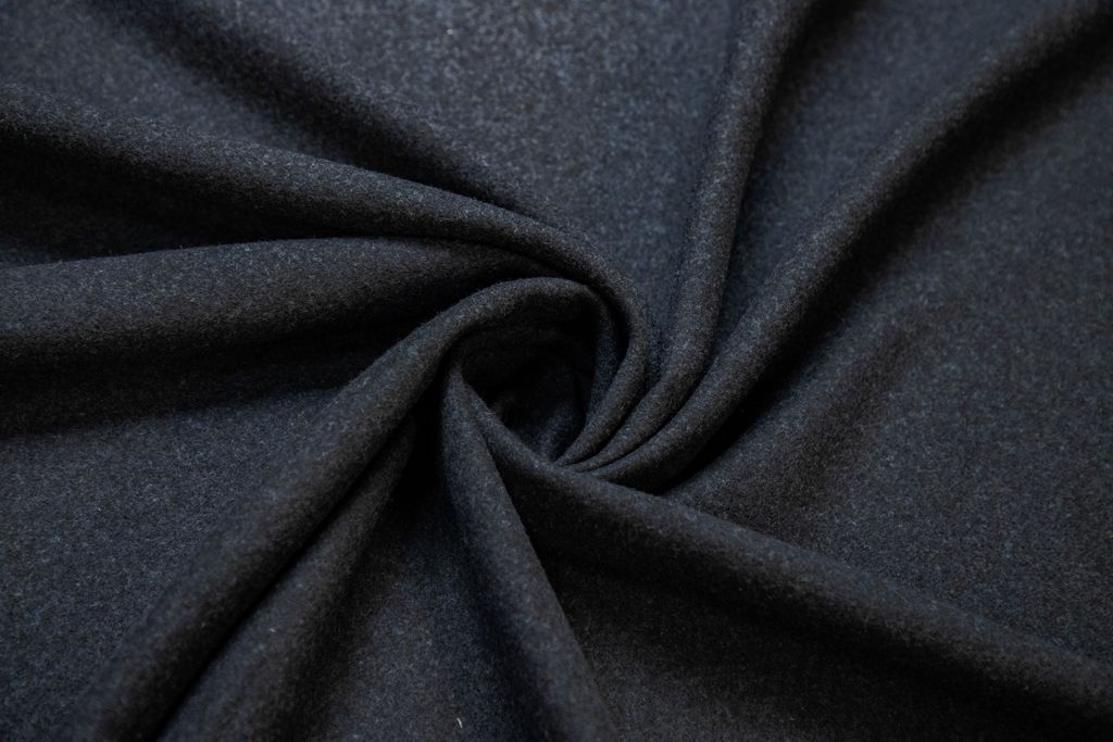 Двухсторонняя пальтовая ткань, цвет черно-синий меланжизображение