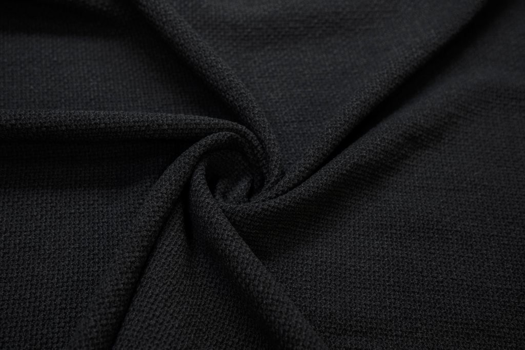 Двухсторонняя пальтовая ткань фактурой "вафля", цвет серо-черныйизображение