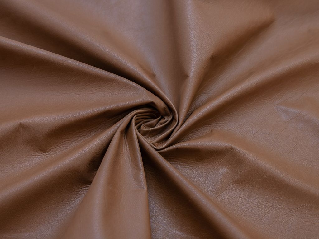 Экокожа в винтажном стиле на трикотажной основе, цвет  коричневыйизображение