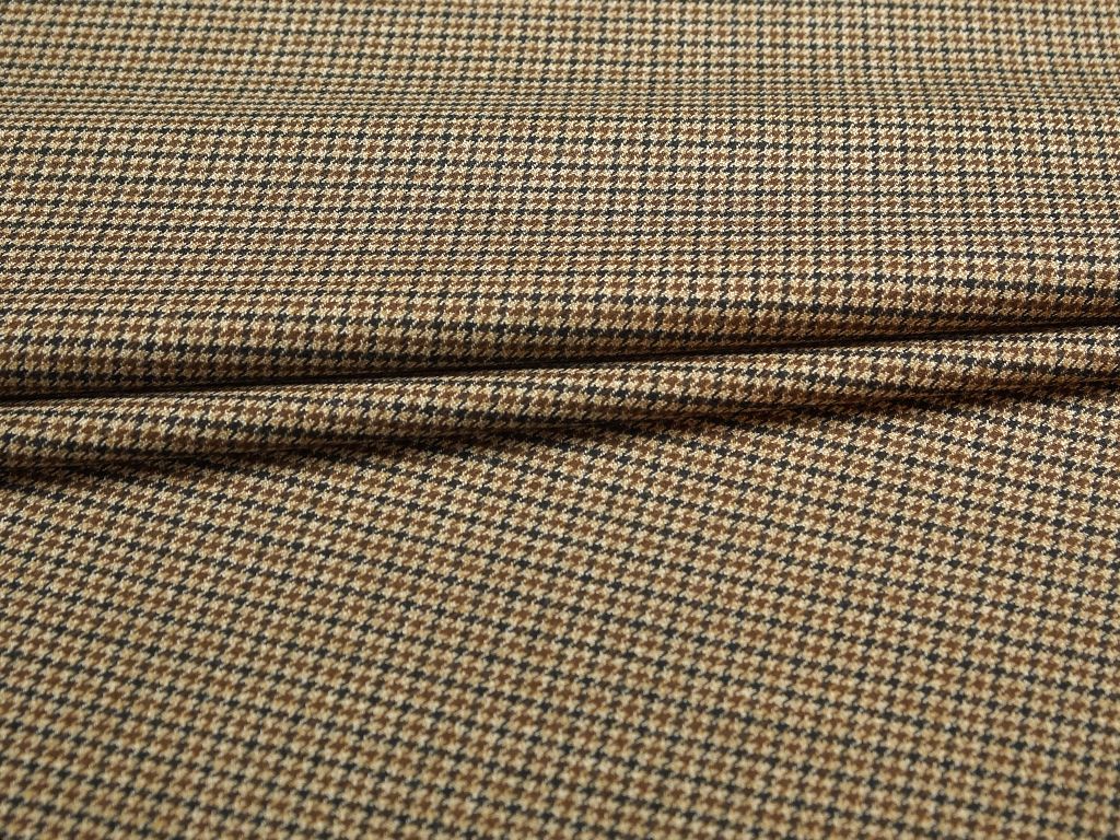Приобрести Двухсторонняя костюмная ткань с рисунком гусиная лапка, в коричневых тонах