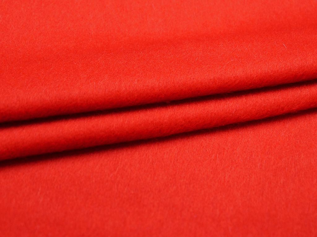 Приобрести Ткань пальтовая с коротким ворсом ярко-красного цвета