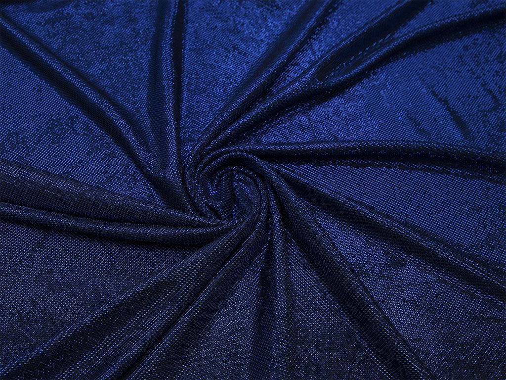 Трикотаж с поверхностью "соты", с люрексом, цвет синийизображение