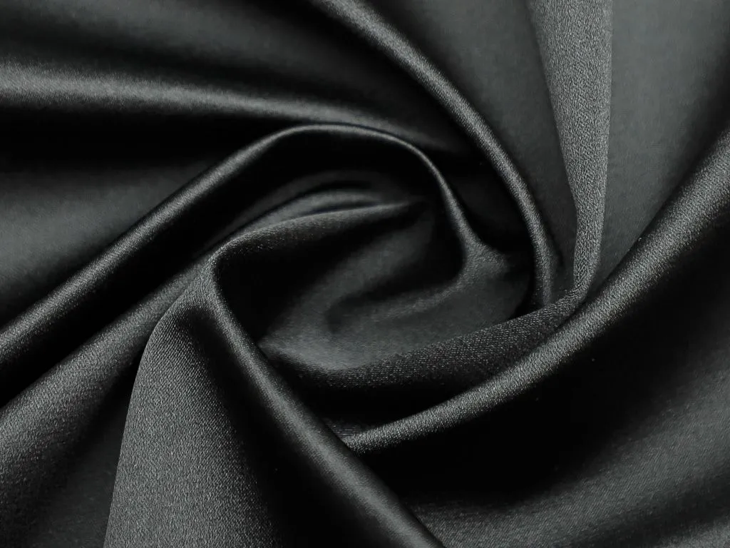 Костюмно-плательный шелк дублированный, цвет черныйизображение