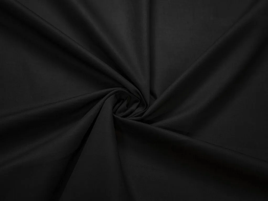 Костюмно-плательный хлопок в диагональный рубчик, черного цветаизображение