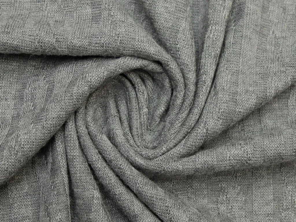 Трикотаж  PAULINA с фактурой "лапша-косичка", цвет серыйизображение